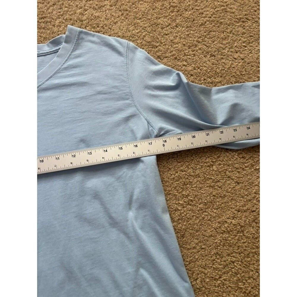 LL Bean OCAR3 Women’s V-neck Long Sleeve T-shirt Size Small Light Blue Cotton - Picture 5 of 7